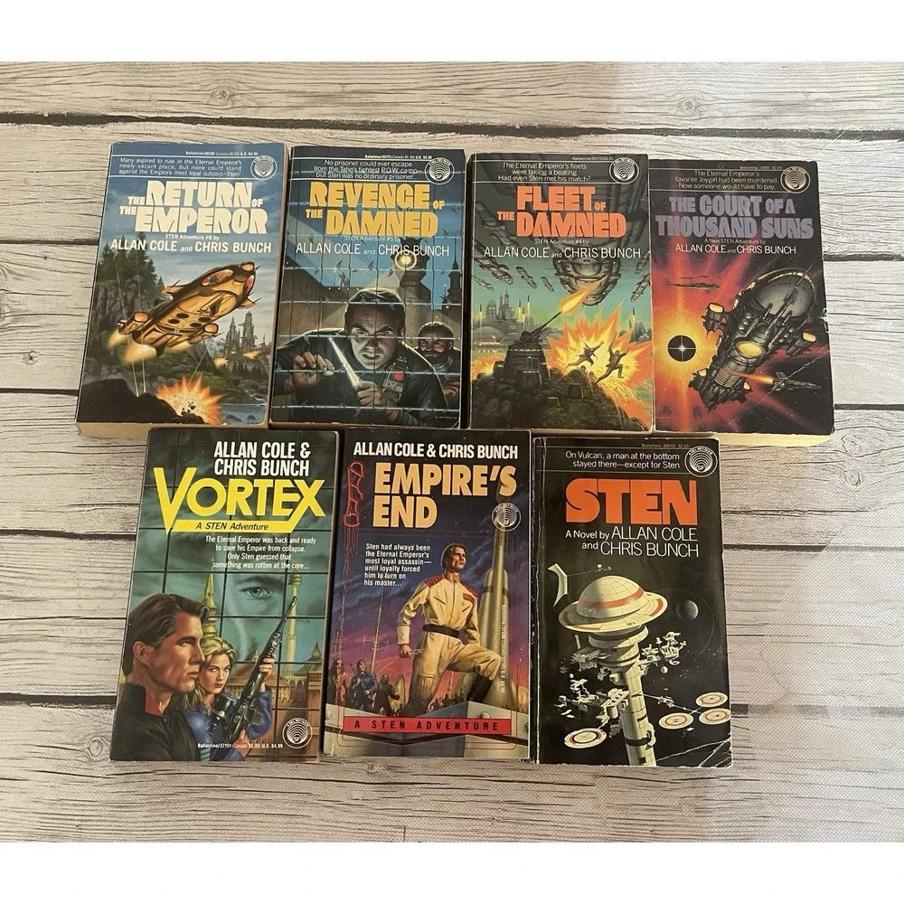 Sten/Del Rey Lot of 7 Sci-Fi Novels By Allan Cole & Chris Bunch Preowned